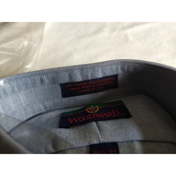 Vtg Woodward Dayton Single Needle Tailoring Blue Oxford Shirt 16.5/38 USA 1980s - Picture 3 of 13
